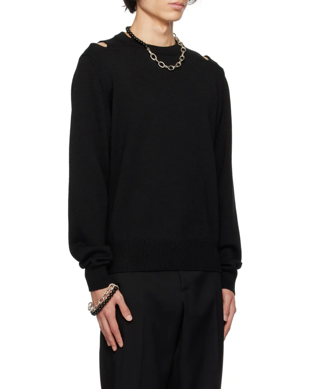 Cut-Out Detailed Crewneck Jumper