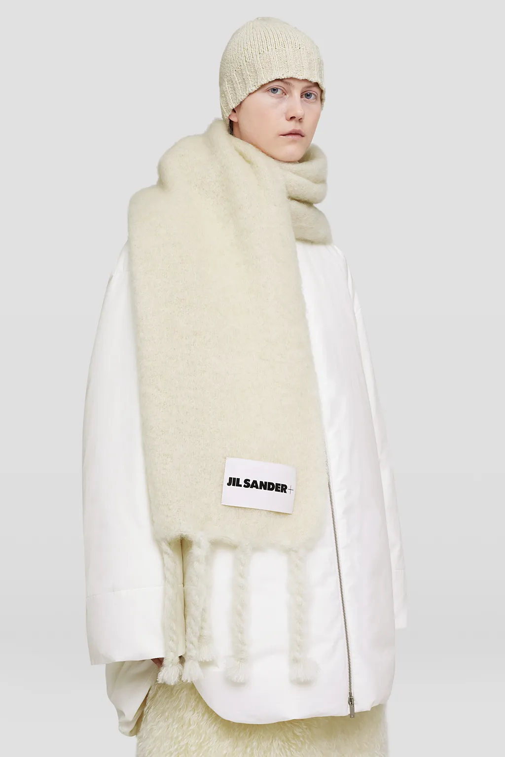 Logo Patch Fringed Scarf