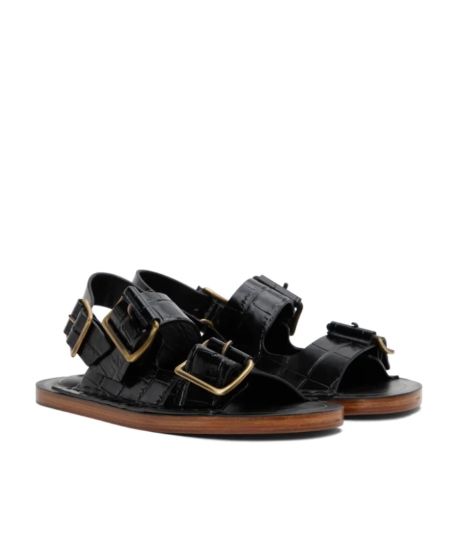 Flat-Soled Sandals With Pin Buckle
