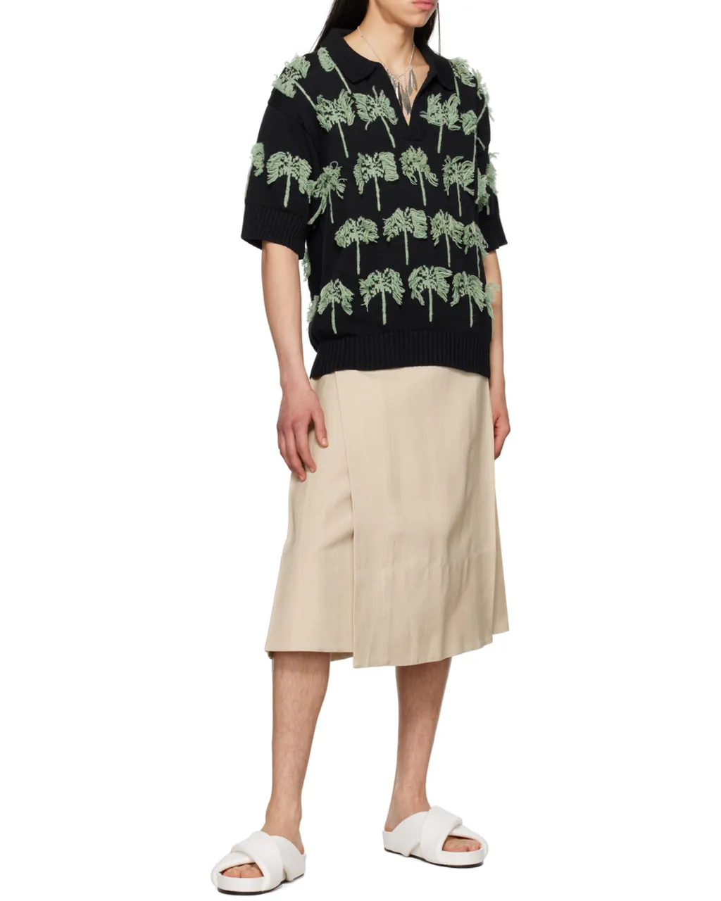 Palm-Tree Knitted Polo Shirt