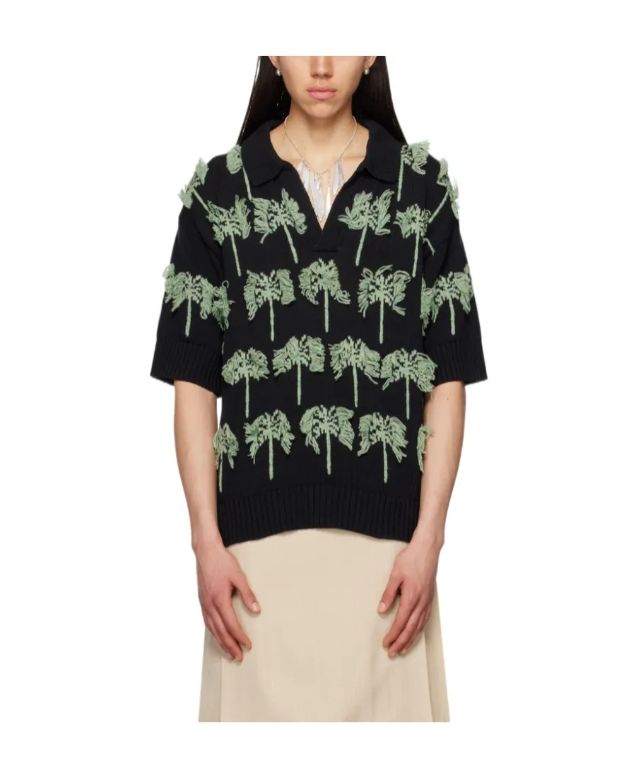 Palm-Tree Knitted Polo Shirt