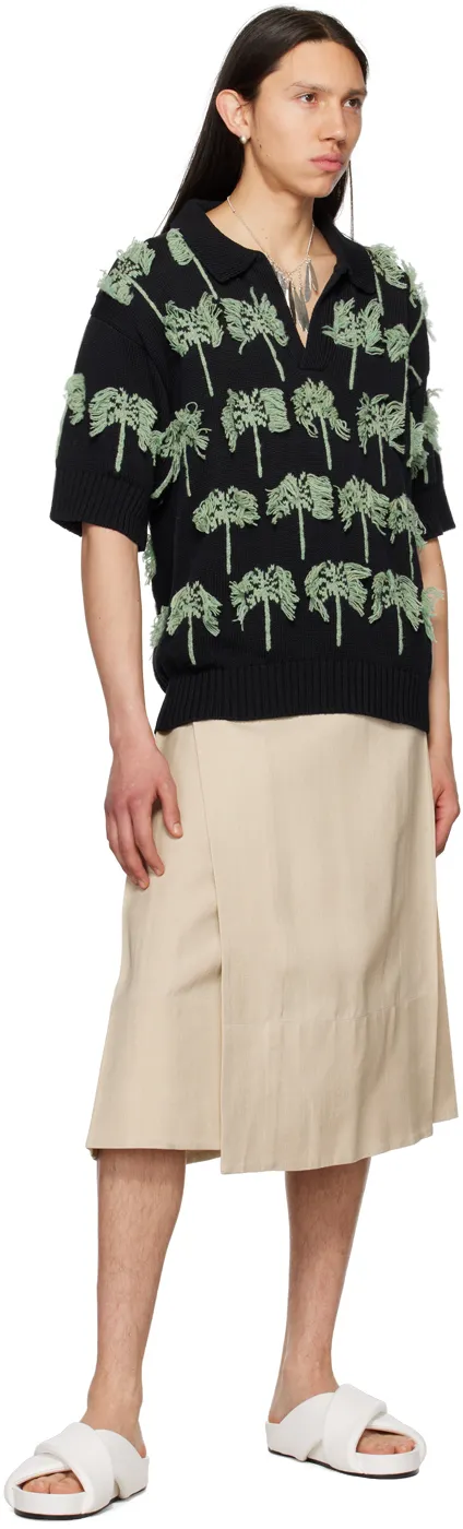 Palm-Tree Knitted Polo Shirt