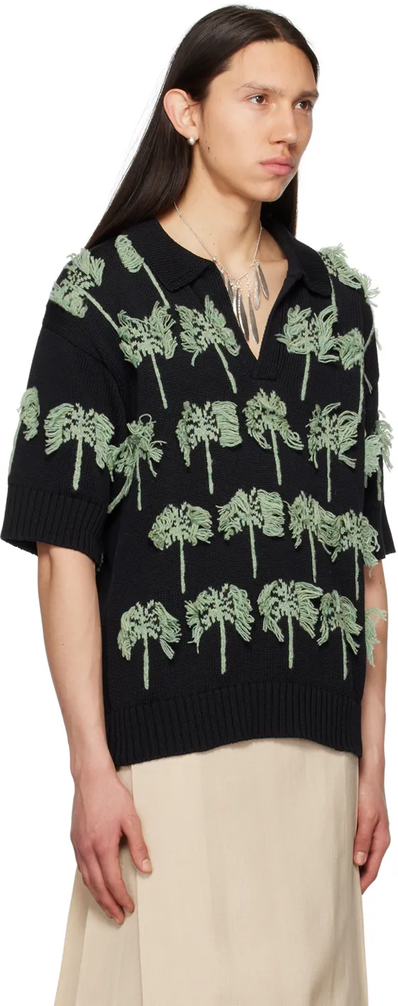 Palm-Tree Knitted Polo Shirt