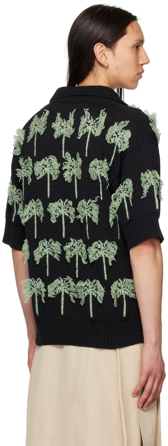 Palm-Tree Knitted Polo Shirt