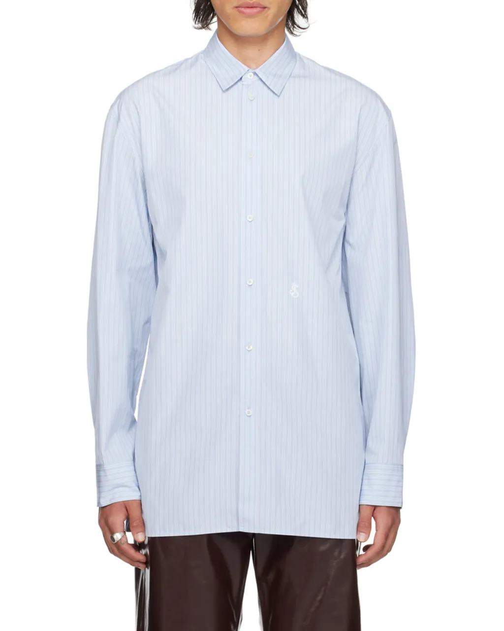 Logo Embroidered Striped Shirt