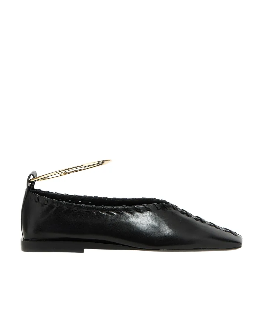Ring-Detailed Stitching Ballet Flats