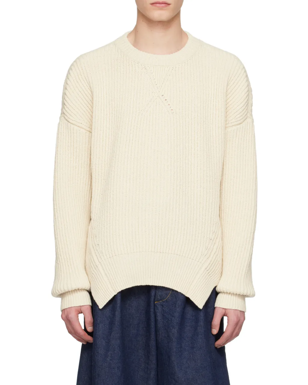 Ribbed Knitted Asymmetric Jumper