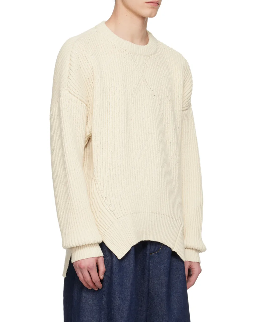Ribbed Knitted Asymmetric Jumper
