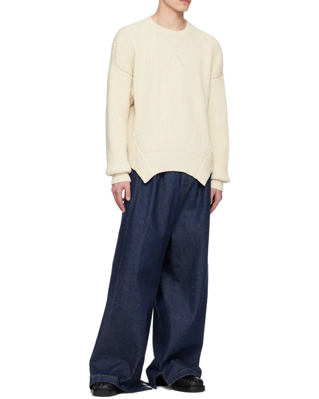 Ribbed Knitted Asymmetric Jumper