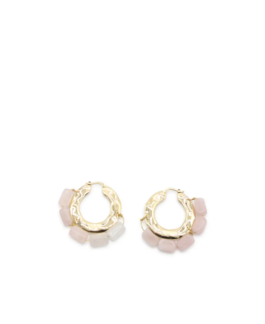 Embellished Bar-Pin Fastened Hoop Earrings
