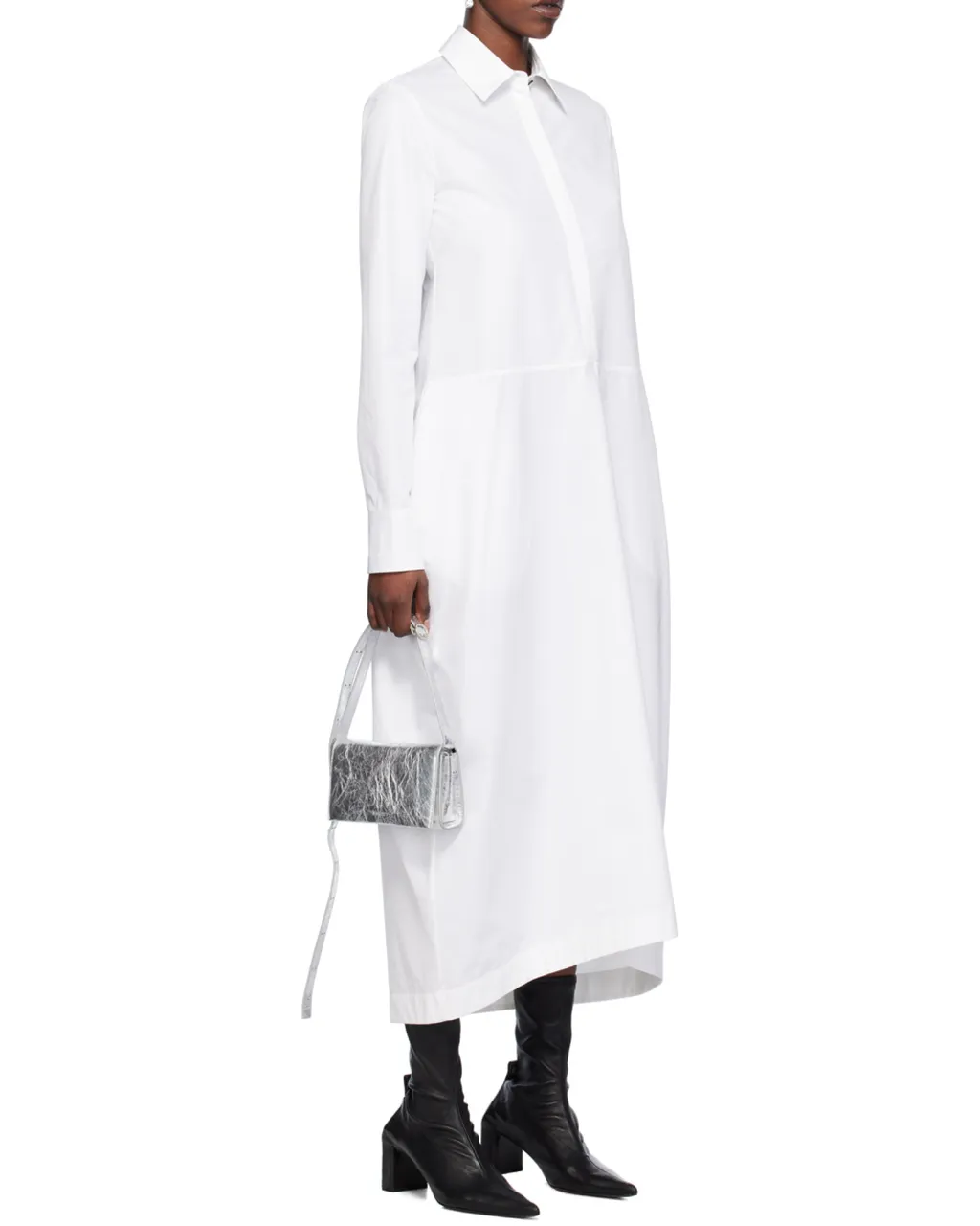 Long-Sleeved Buttoned Mini Shirt Dress