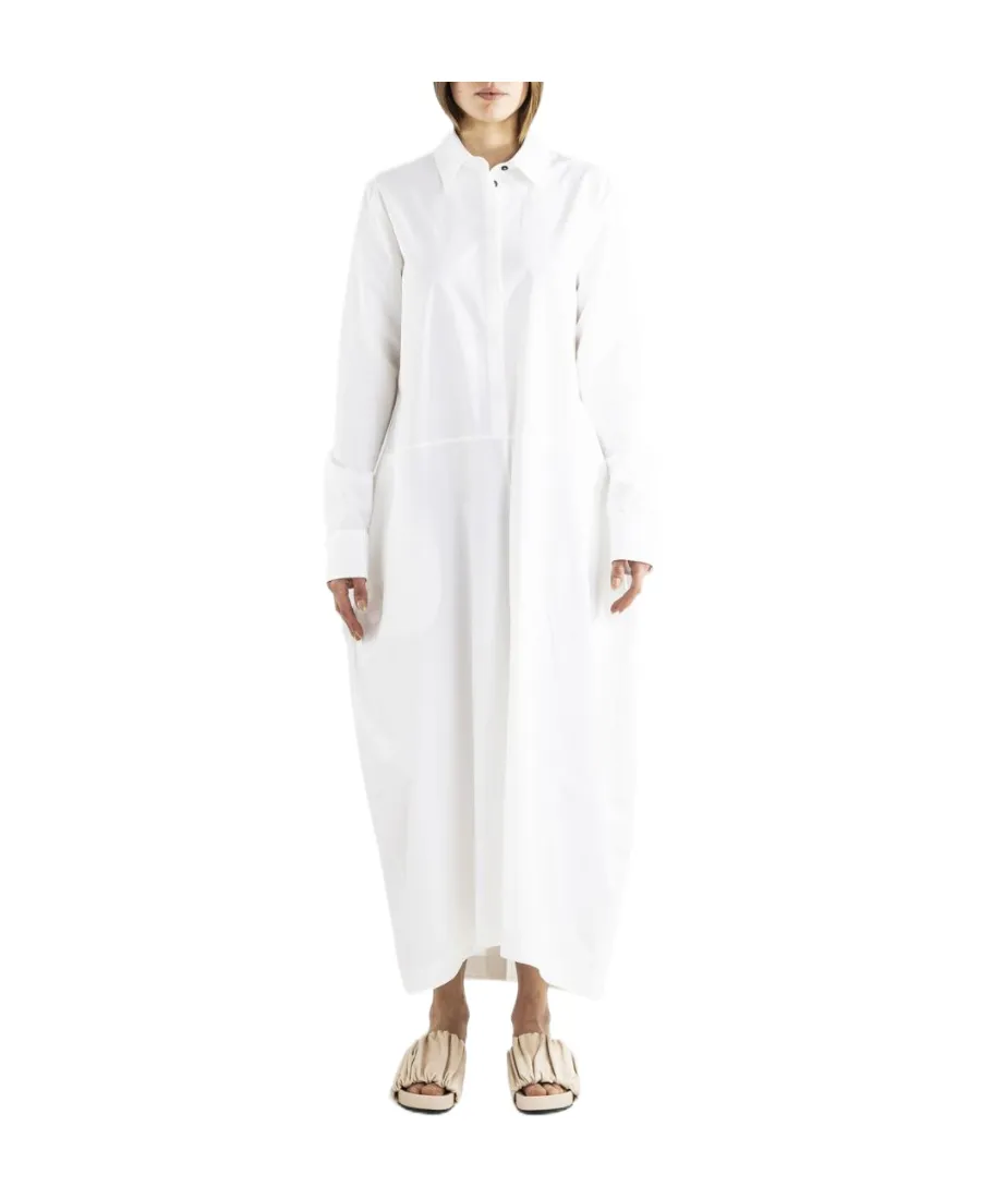 Long-Sleeved Buttoned Mini Shirt Dress