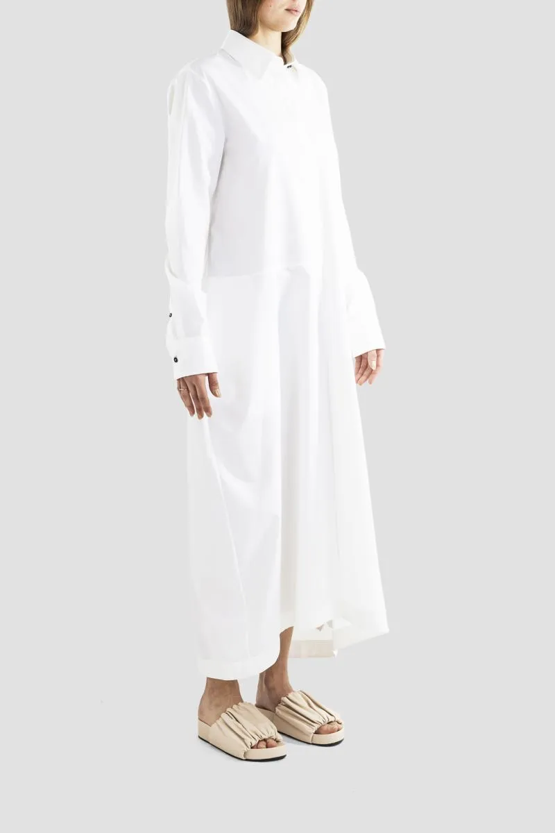 Long-Sleeved Buttoned Mini Shirt Dress