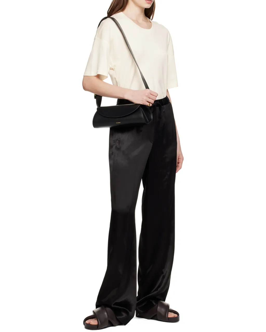 High-Waist Satin Trousers