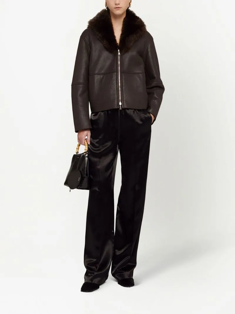 High-Waist Satin Trousers