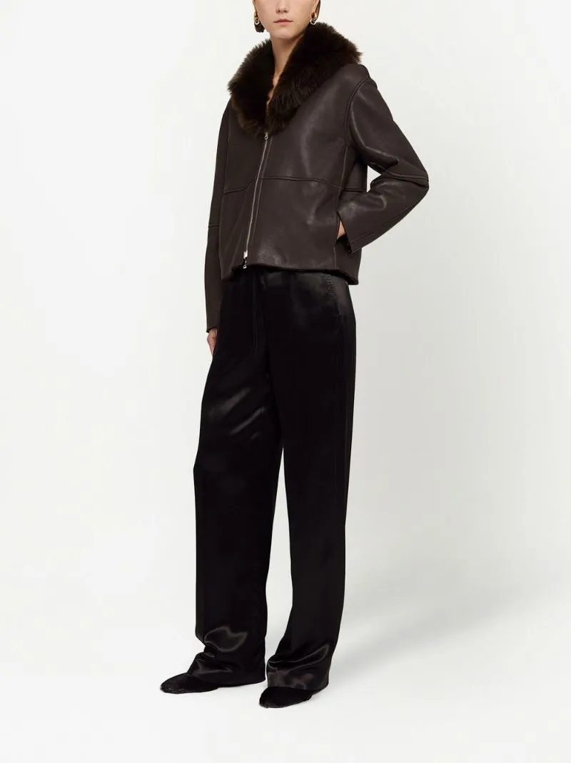 High-Waist Satin Trousers