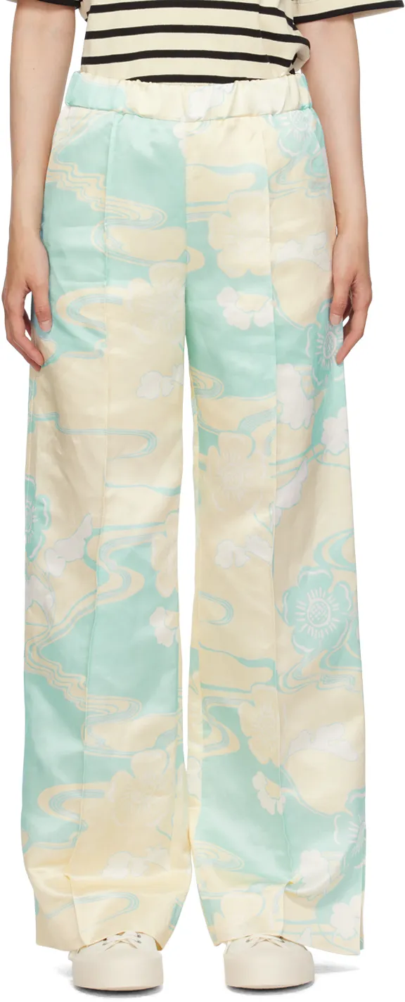Abstract-Print Straight Leg Trousers