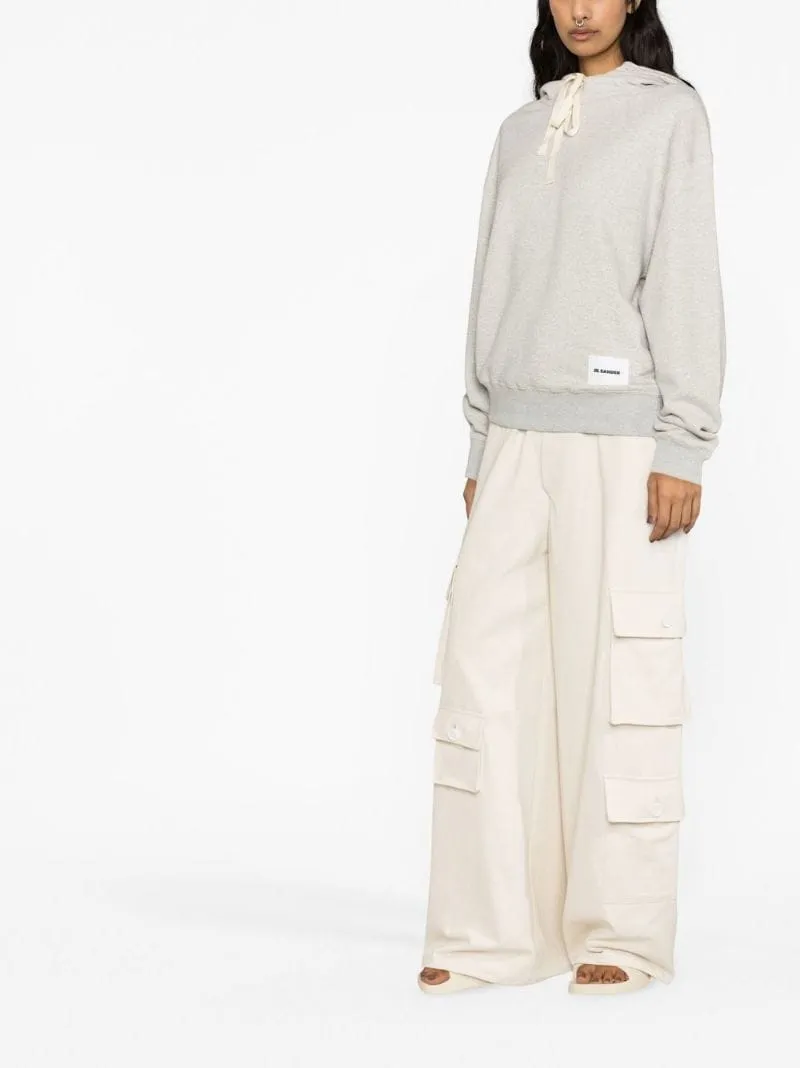 Logo Patch Drawstring Hoodie