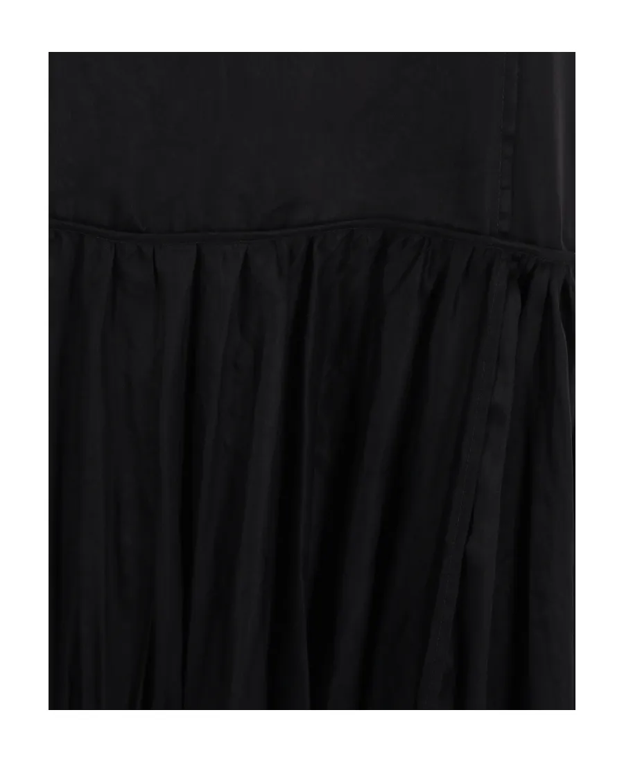 Pleat-Detailed Crewneck Midi Dress