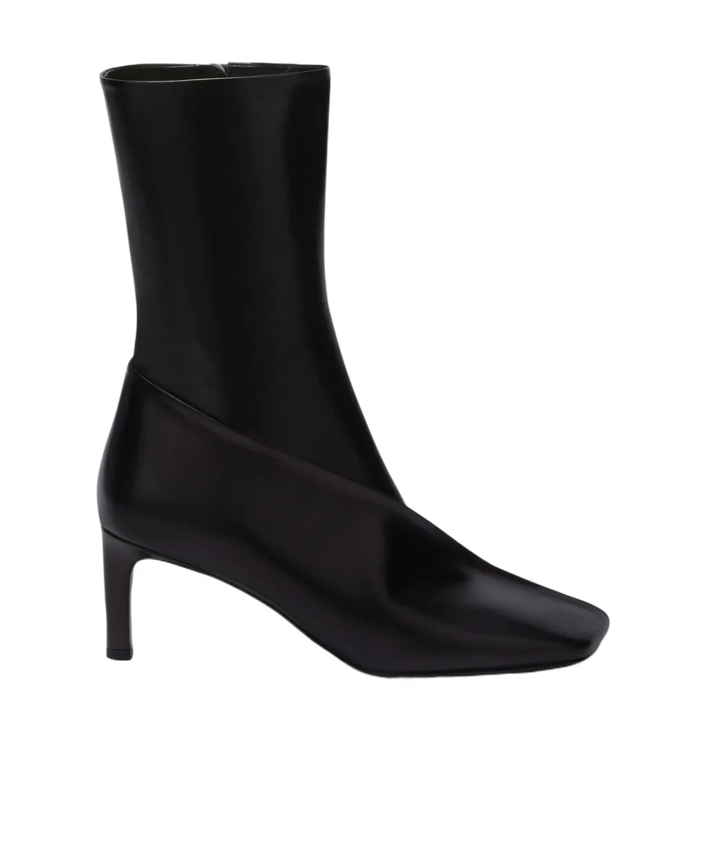 Square Toe Panelled Ankle Boots