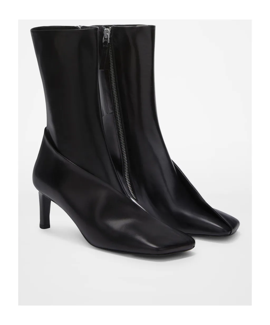 Square Toe Panelled Ankle Boots