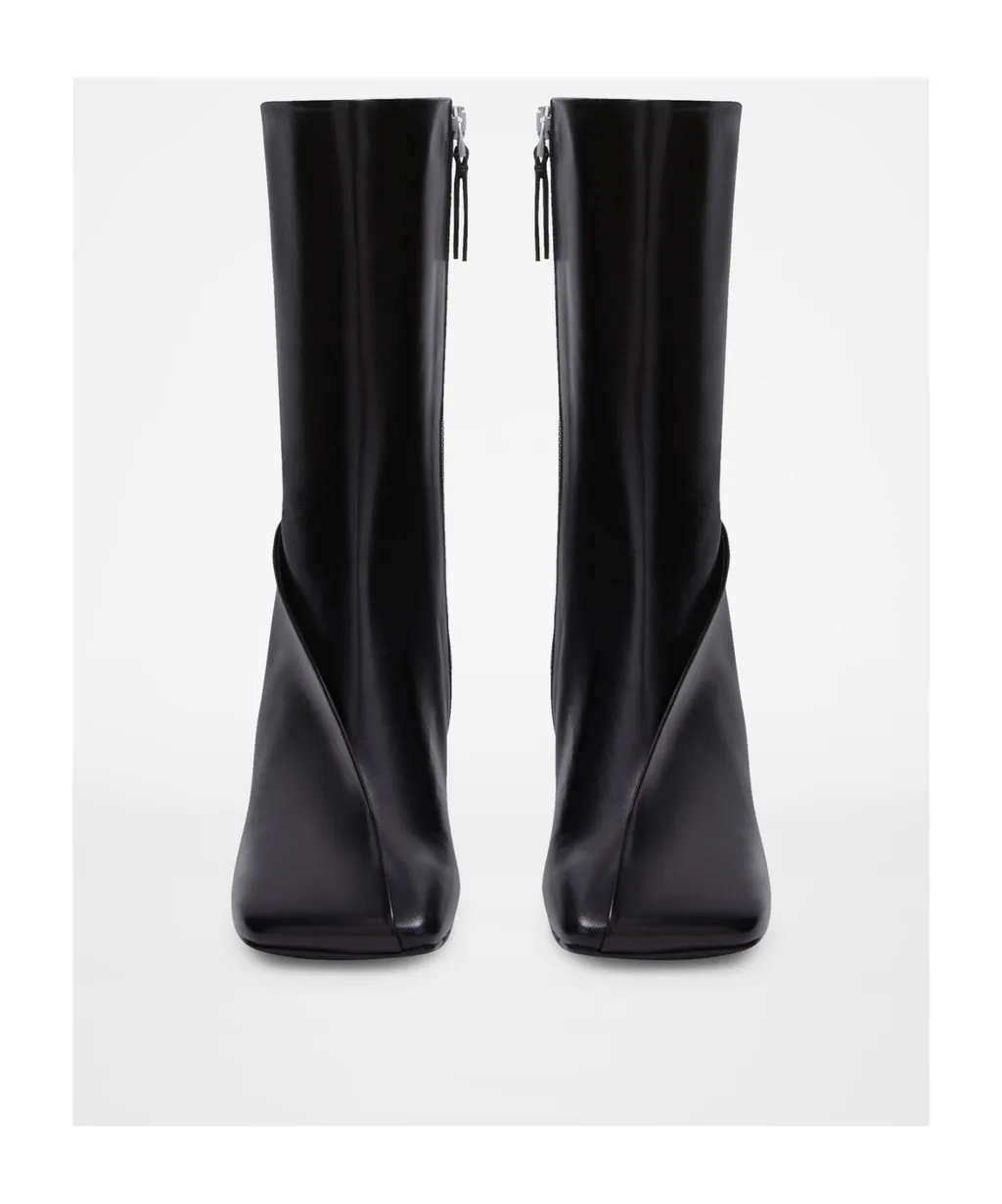 Square Toe Panelled Ankle Boots