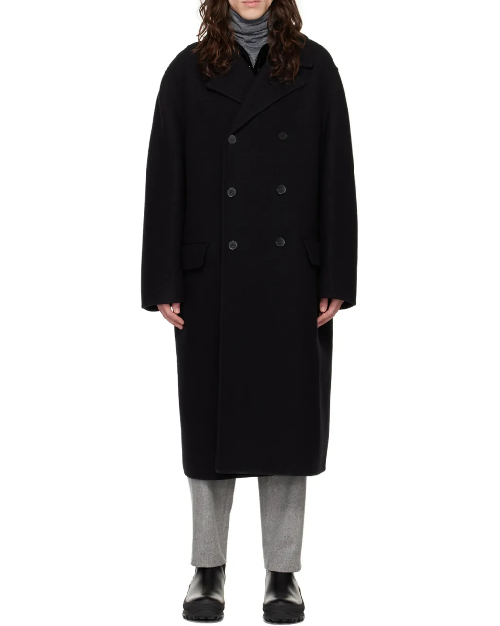 Double-Breasted Long-Sleeved Coat