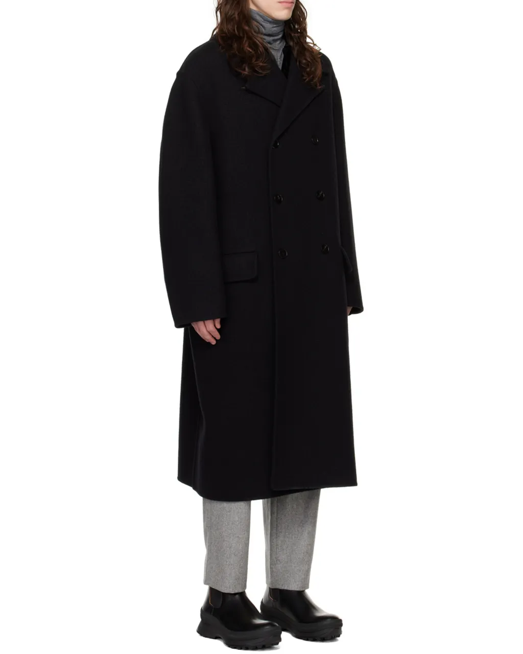 Double-Breasted Long-Sleeved Coat