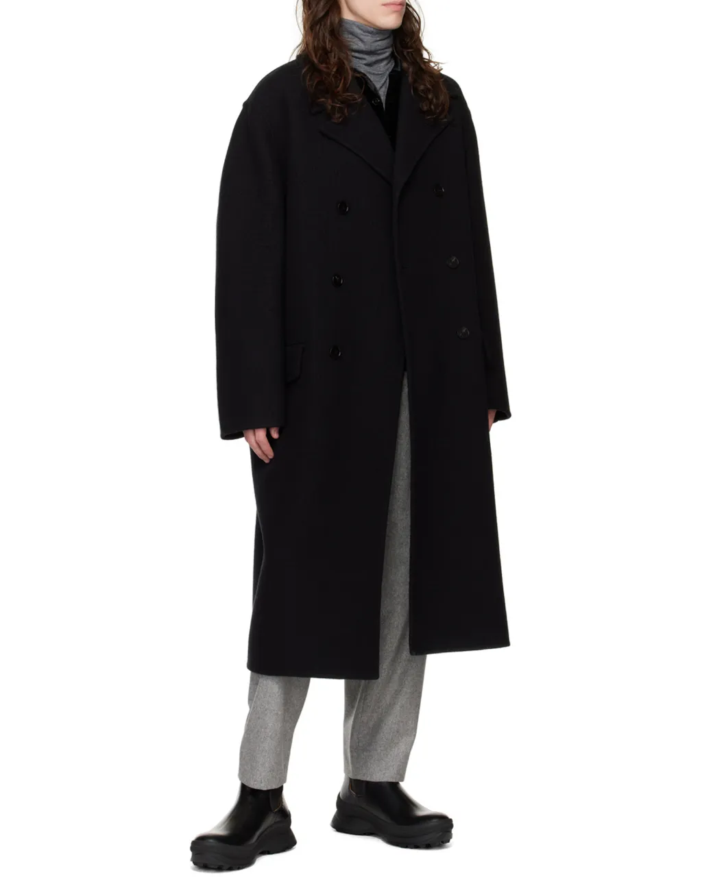 Double-Breasted Long-Sleeved Coat