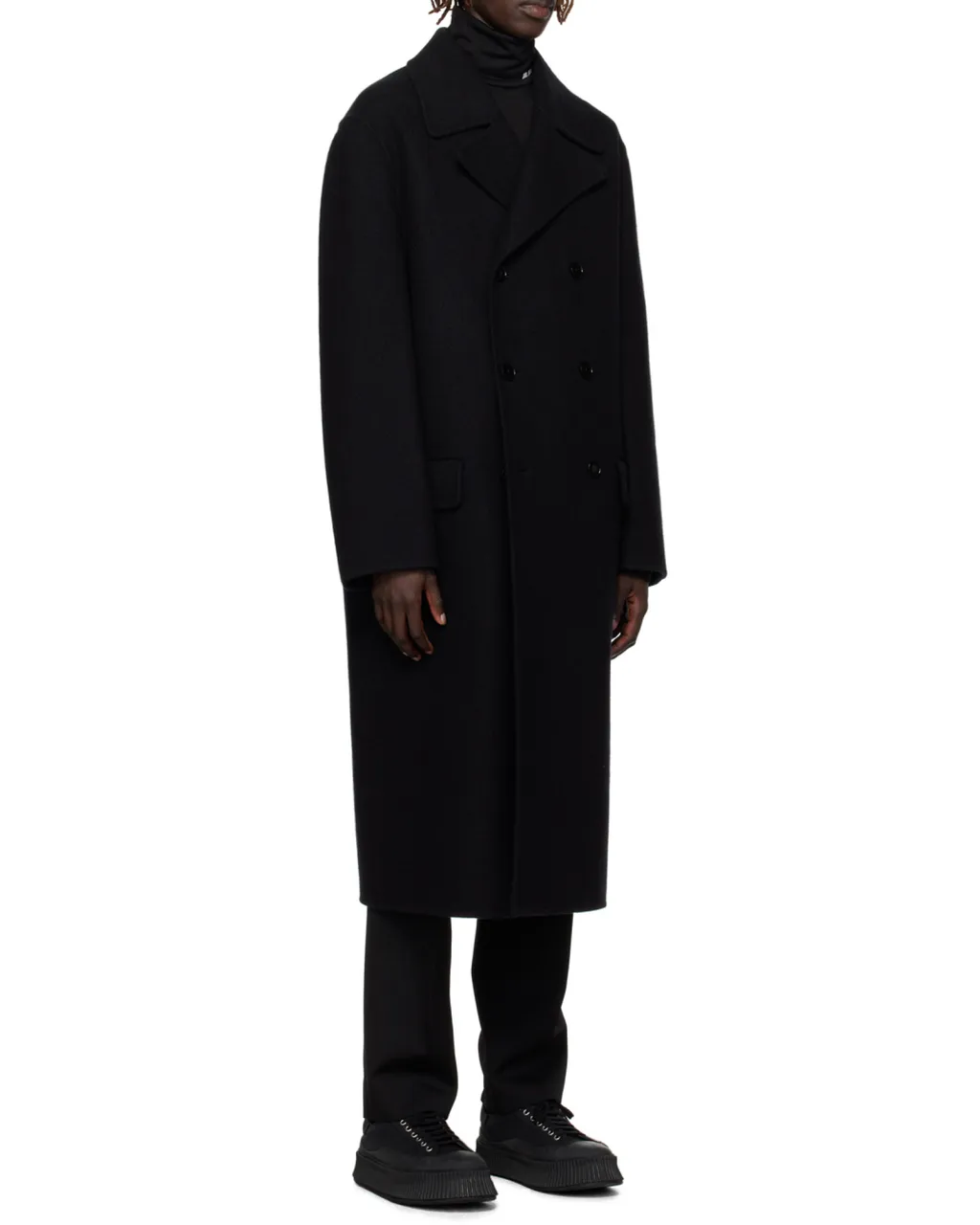 Double-Breasted Long-Sleeved Coat