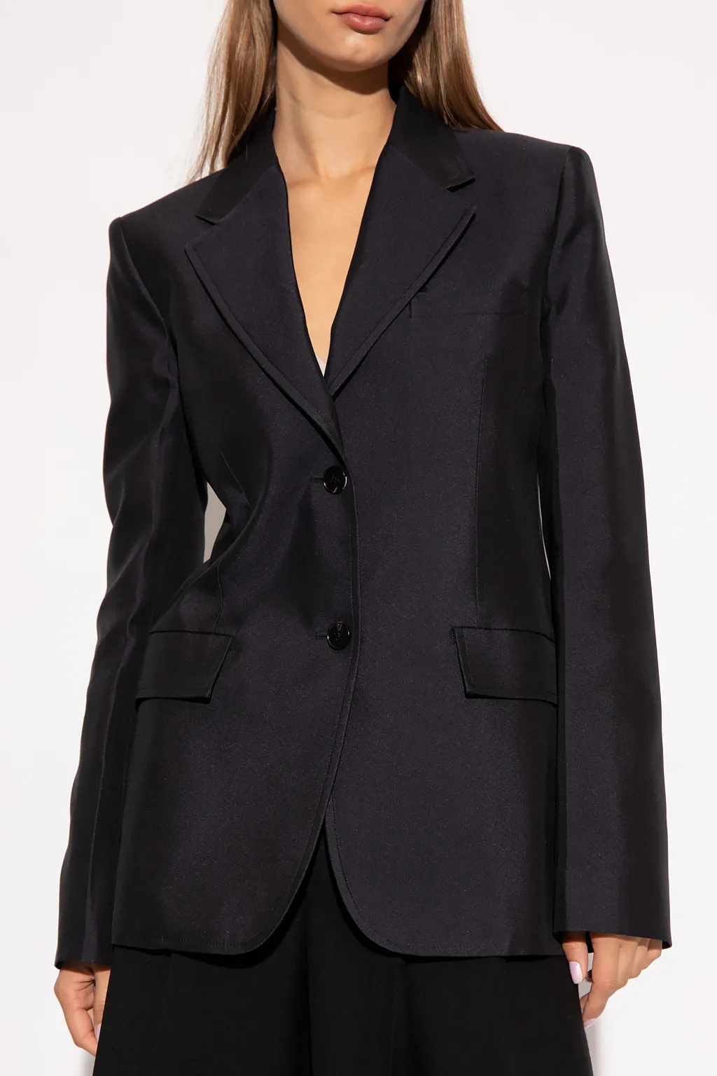 Long-Sleeved Single-Breasted Blazer