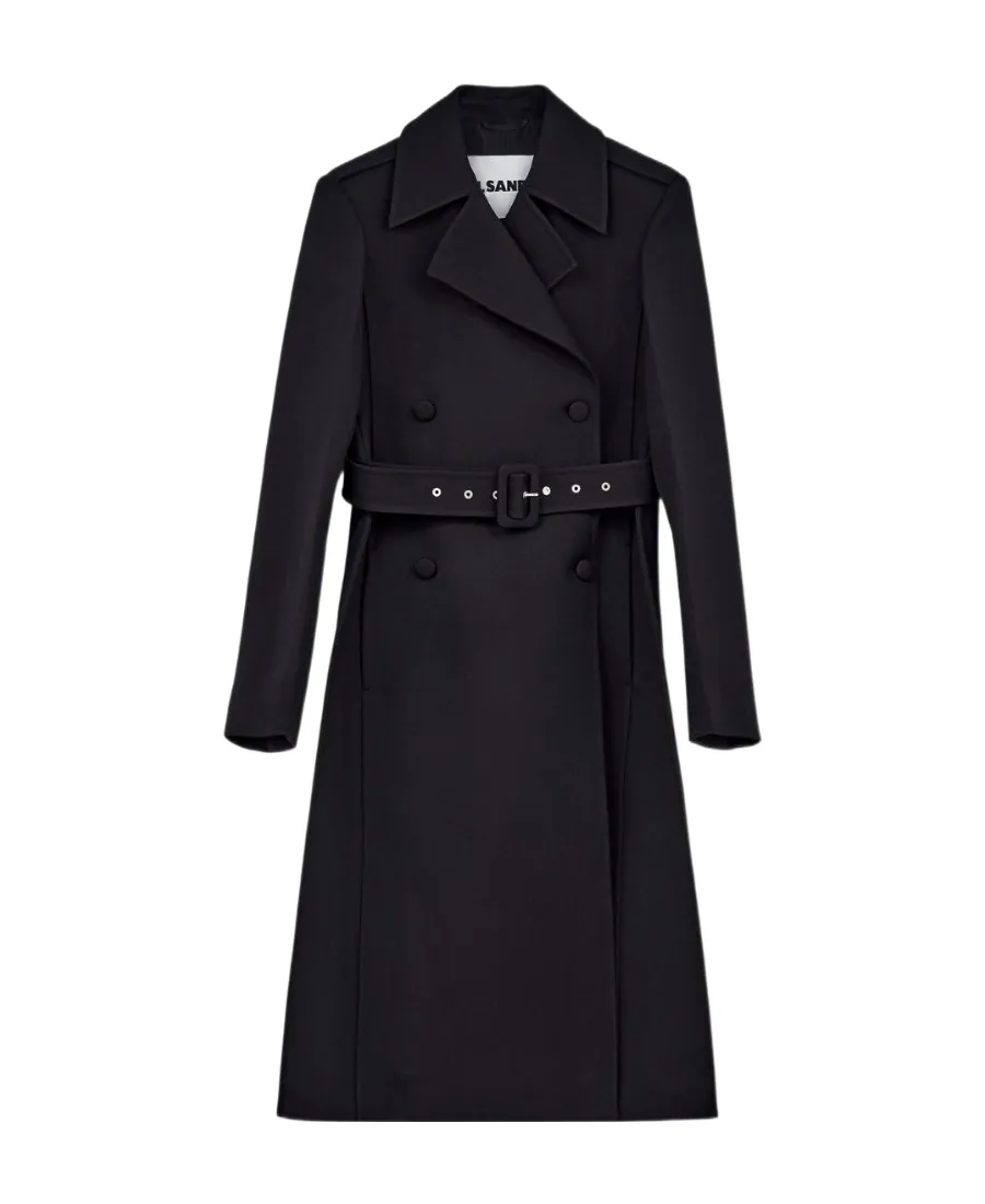 Single-Breasted Belted Long Coat