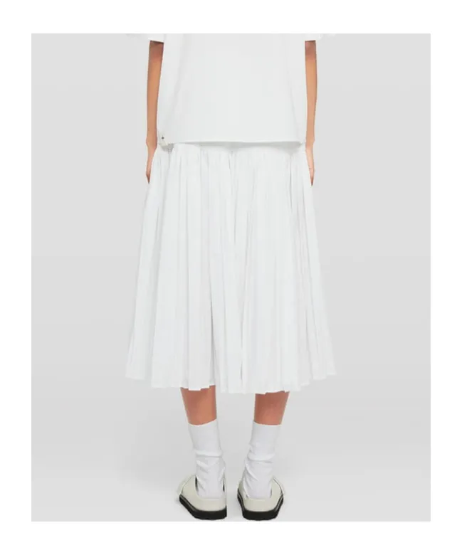 Belted-Waist Pleated Midi Skirt