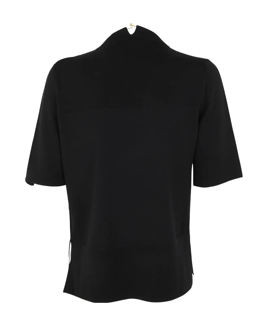 V-Neck Short-Sleeved Knitted Top