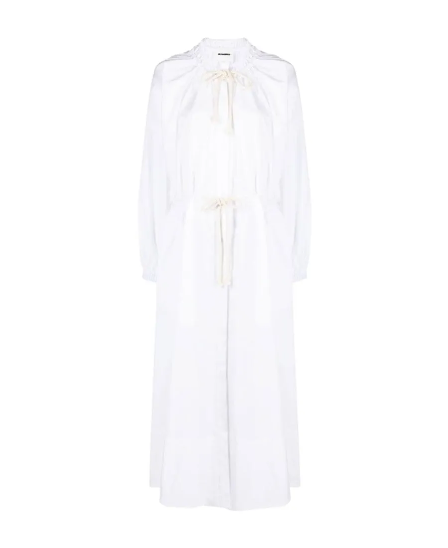 Gathered-Detailed Drawstring Fastened Dress
