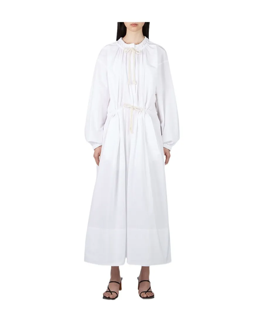 Gathered-Detailed Drawstring Fastened Dress