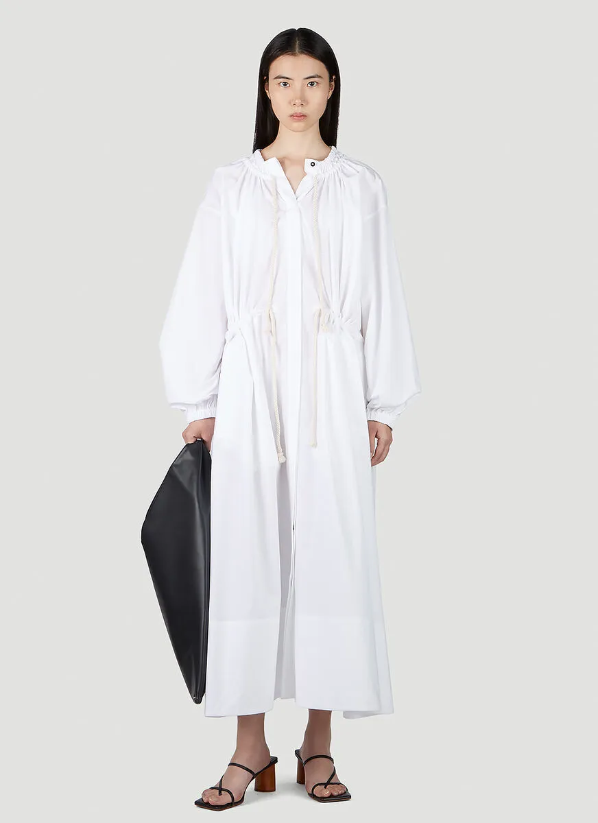Gathered-Detailed Drawstring Fastened Dress