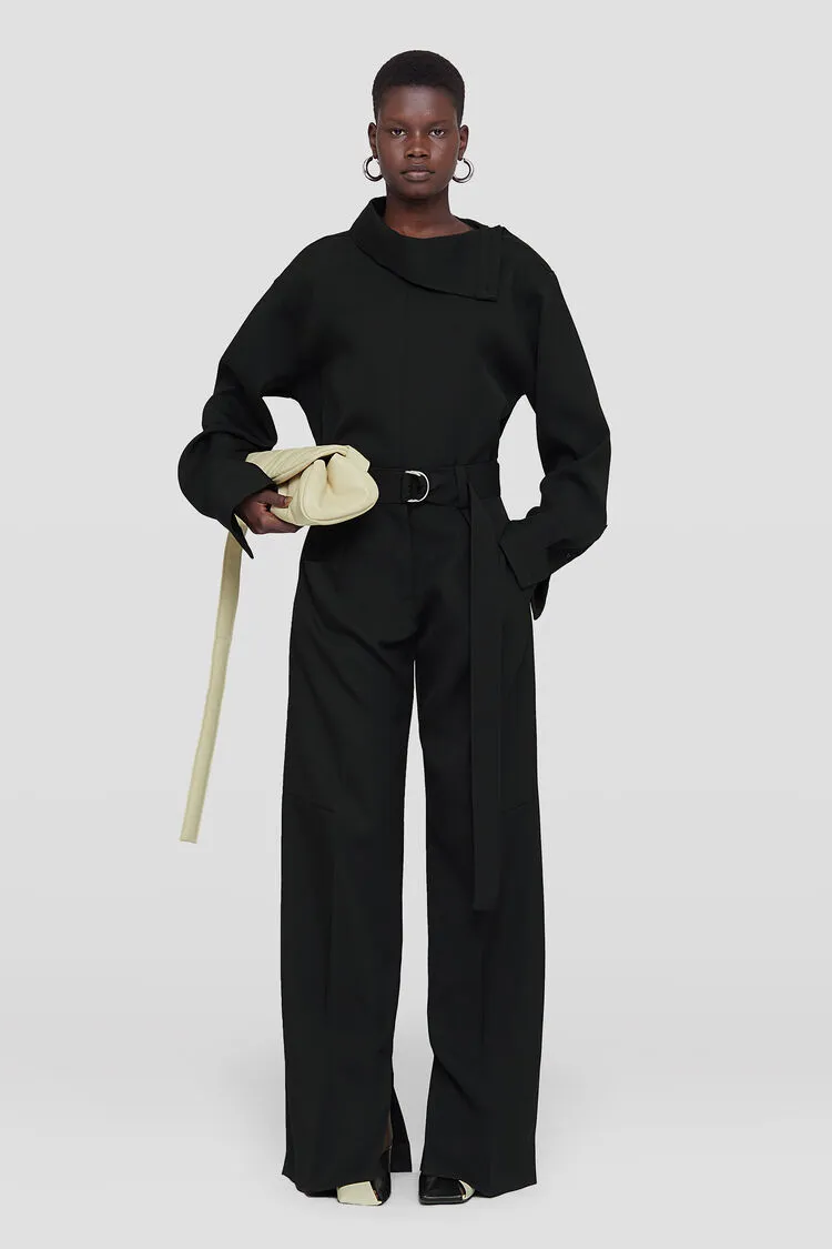 Belted High-Waist Wide-Leg Trousers