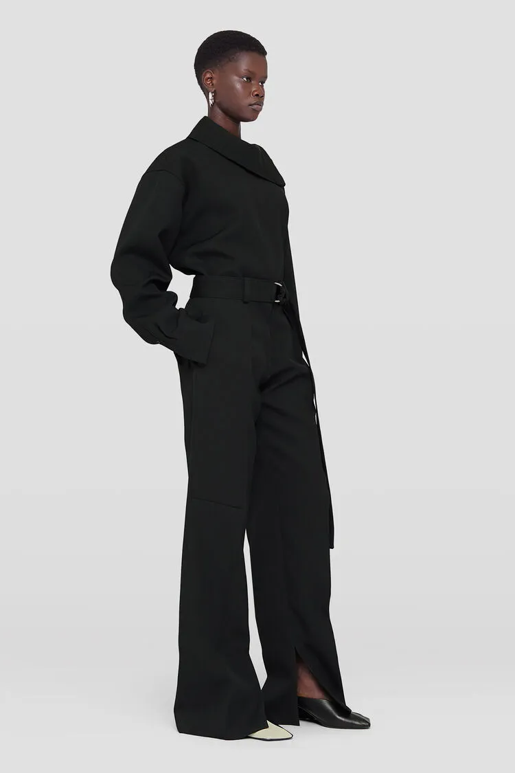 Belted High-Waist Wide-Leg Trousers