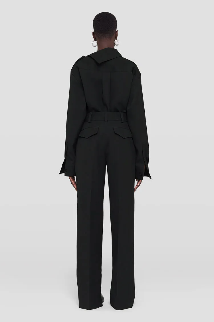Belted High-Waist Wide-Leg Trousers