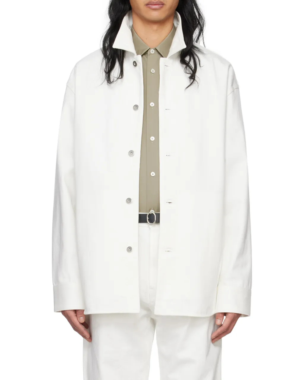 Buttoned Long-Sleeved Denim Shirt