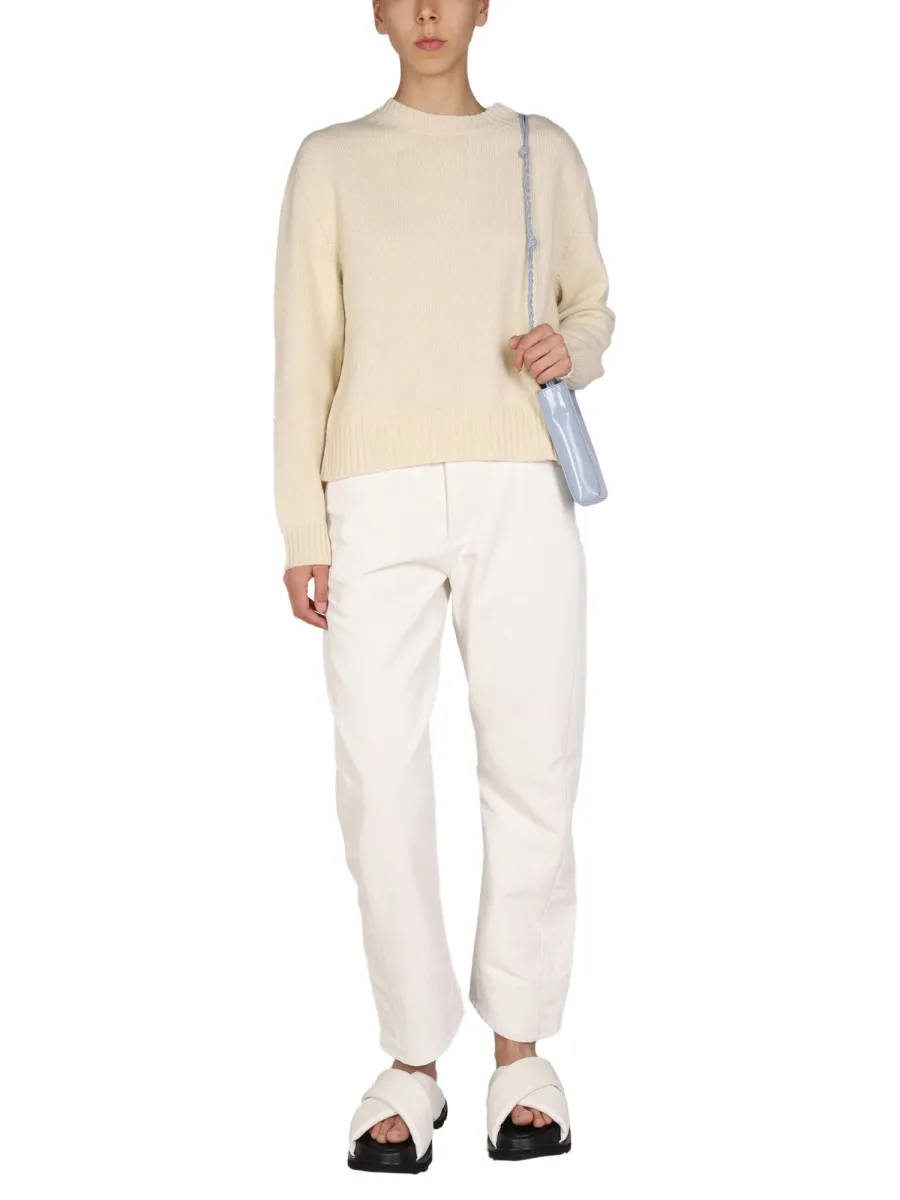 Button Detailed Crewneck Knit Jumper