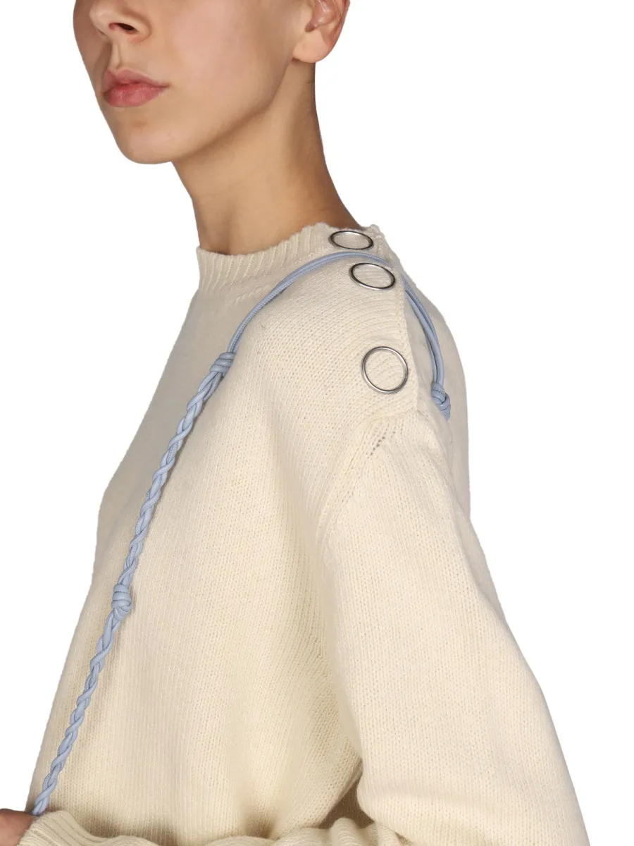 Button Detailed Crewneck Knit Jumper