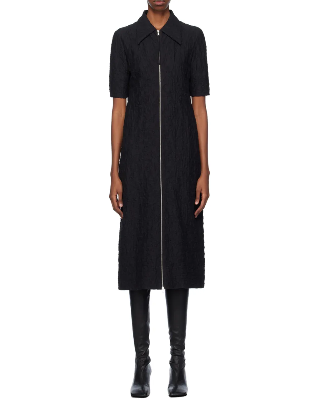 Zipped Midi Shirt Dress