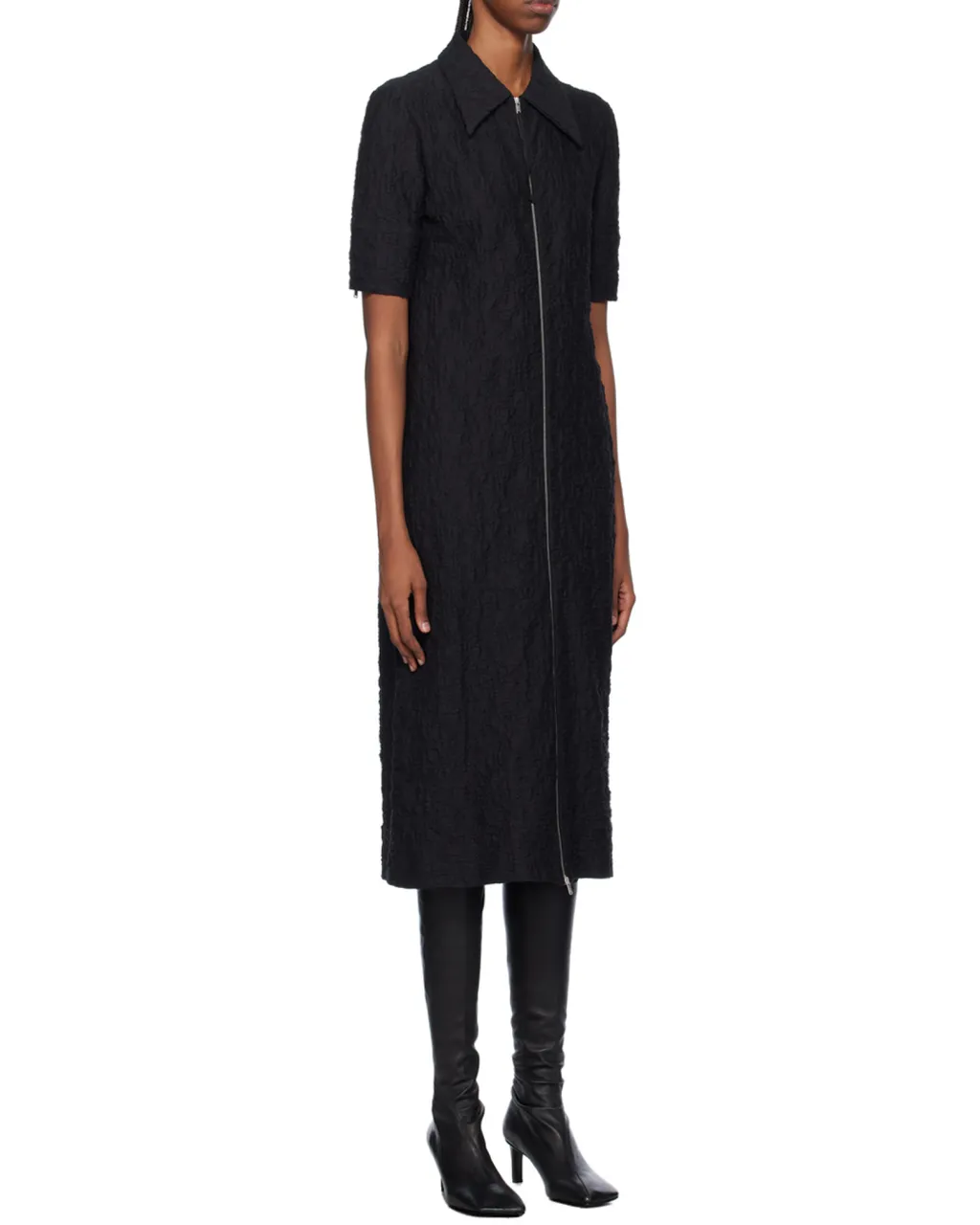 Zipped Midi Shirt Dress
