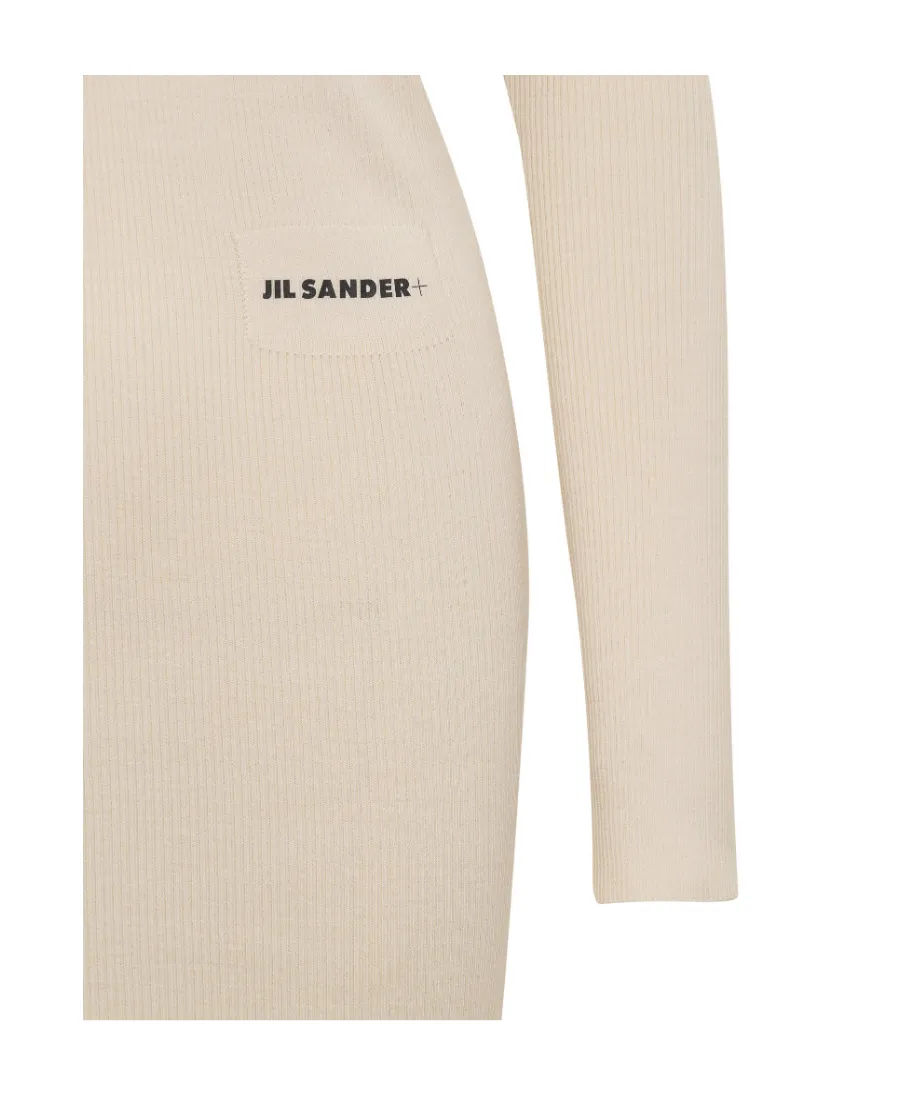 Long-Sleeved Ribbed-Knitted Hooded Midi Dress