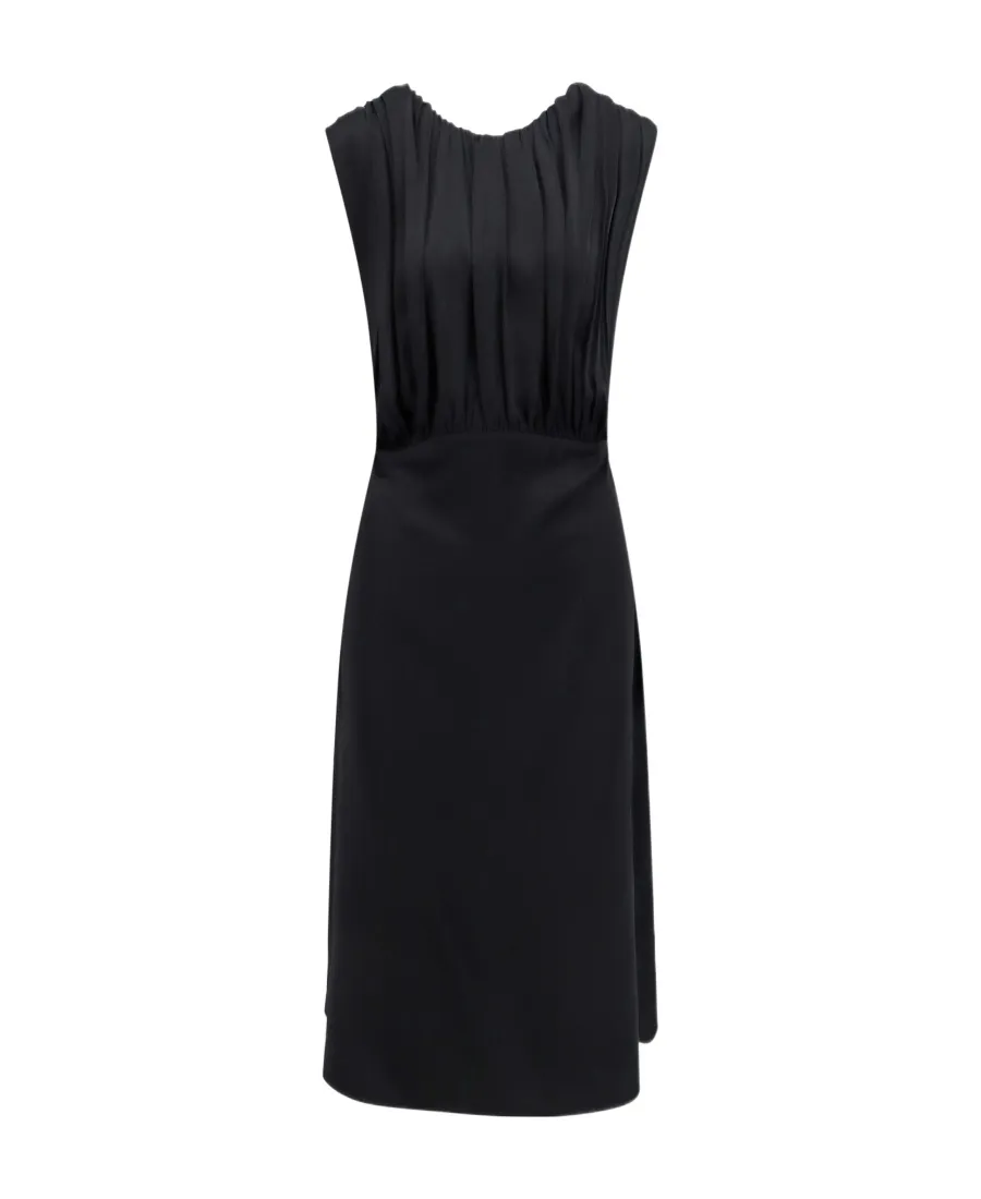 Gathered Crewneck Sleeveless Dress