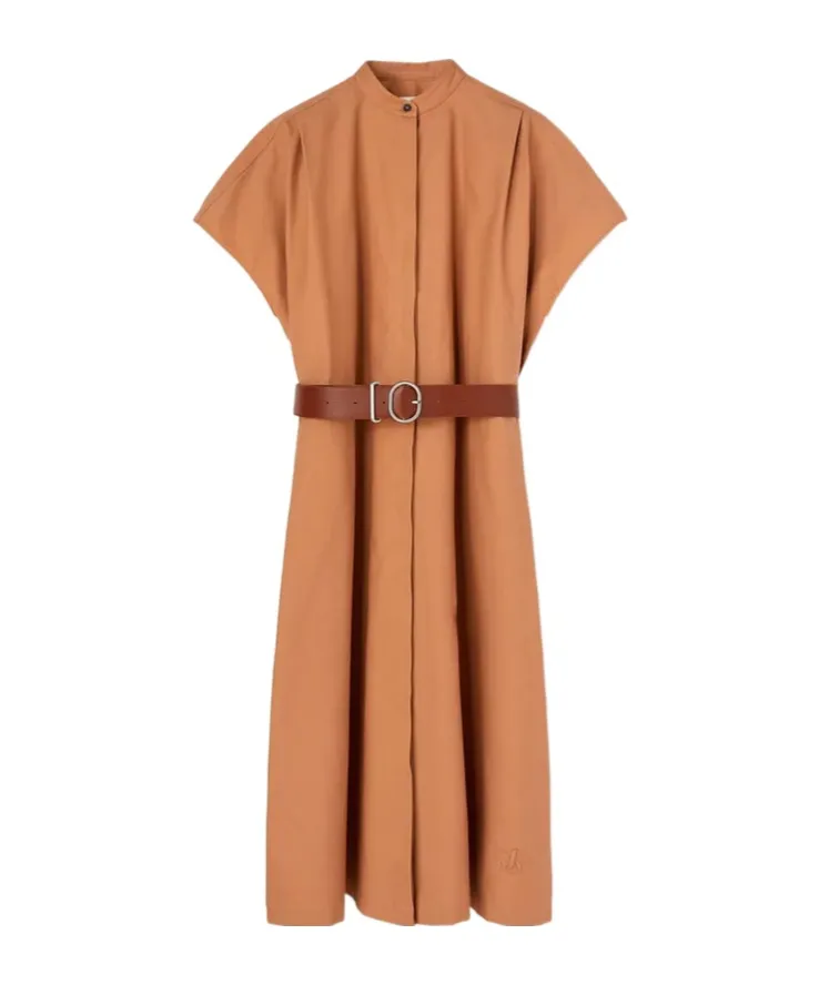 Short-Sleeved Belted Shirt Dress