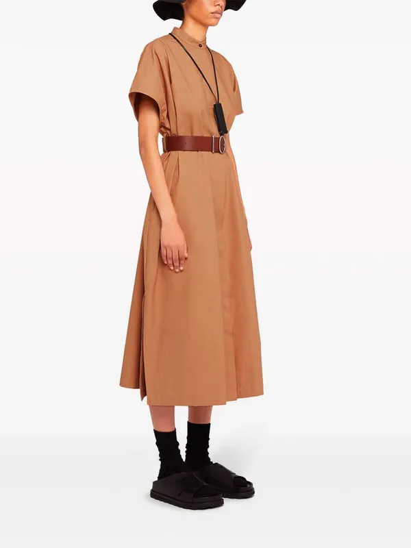 Short-Sleeved Belted Shirt Dress
