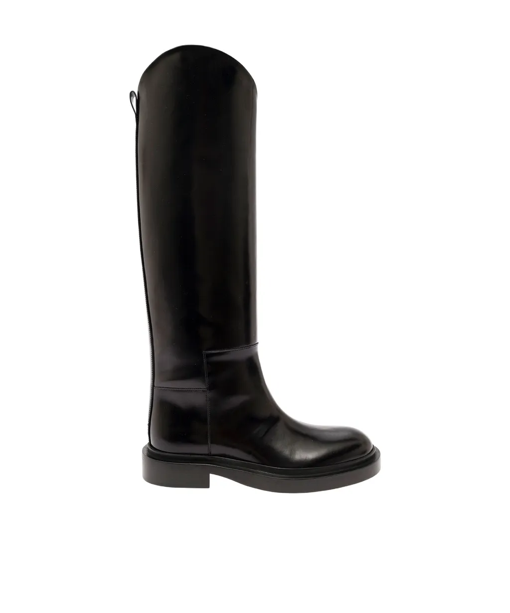 Asymmetric Round-Toe Boots